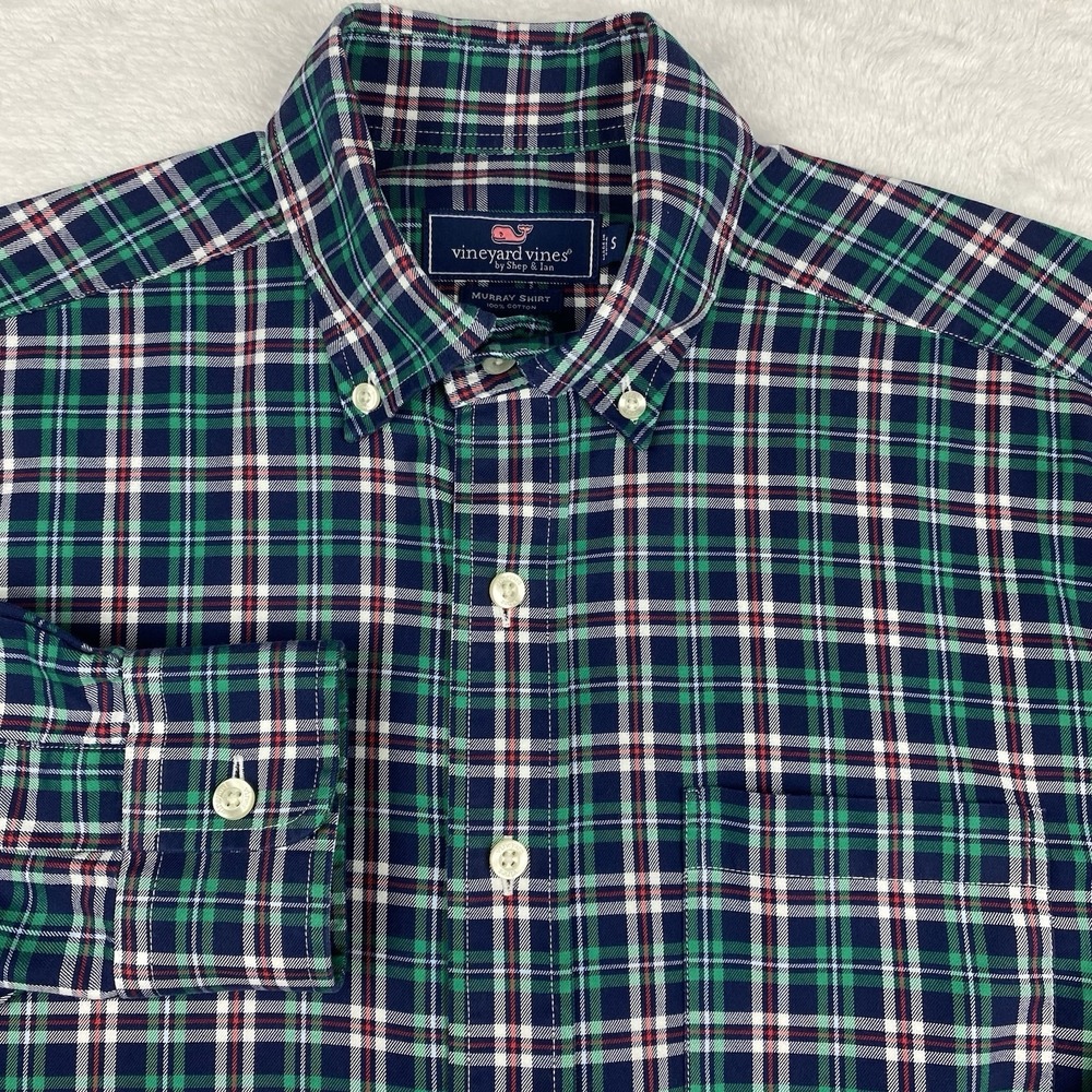 Vineyard Vines Murray Shirt Mens Small Red/Green/Blue Plaid Long Sleeves